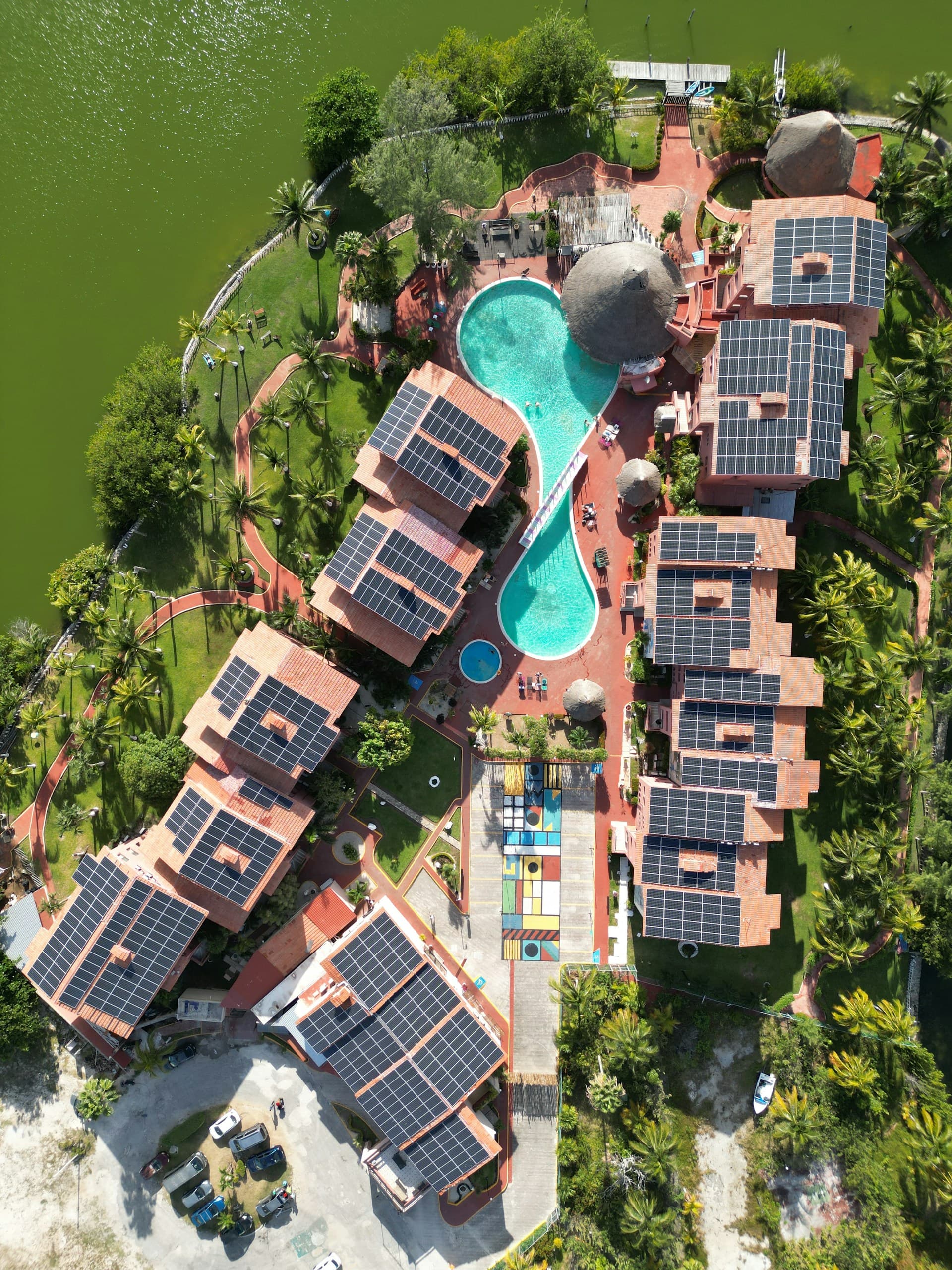 Resort with solar panels